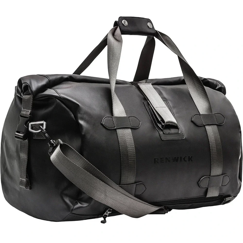 Renwick Travel Roll Top Duffle with‎ Backpack Straps & Laptop Sleeve 40L Black